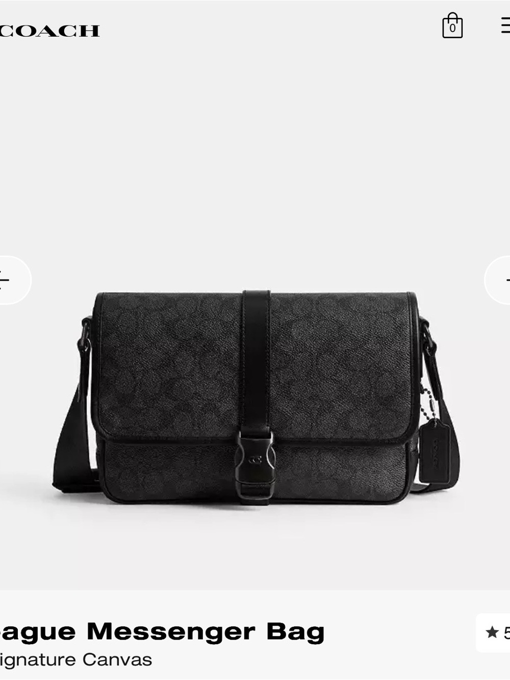 Coach Charcoal/Black Signature Canvas Messenger Bag
